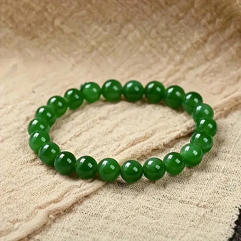 Eternal Harmony: Genuine Green Jade Twin Bracelet Set