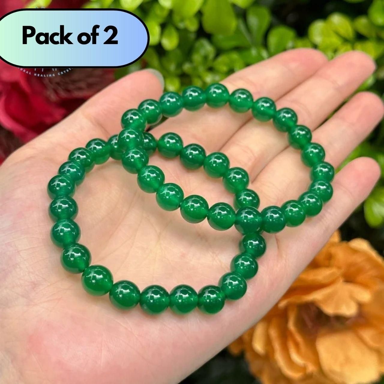 Eternal Harmony: Genuine Green Jade Twin Bracelet Set